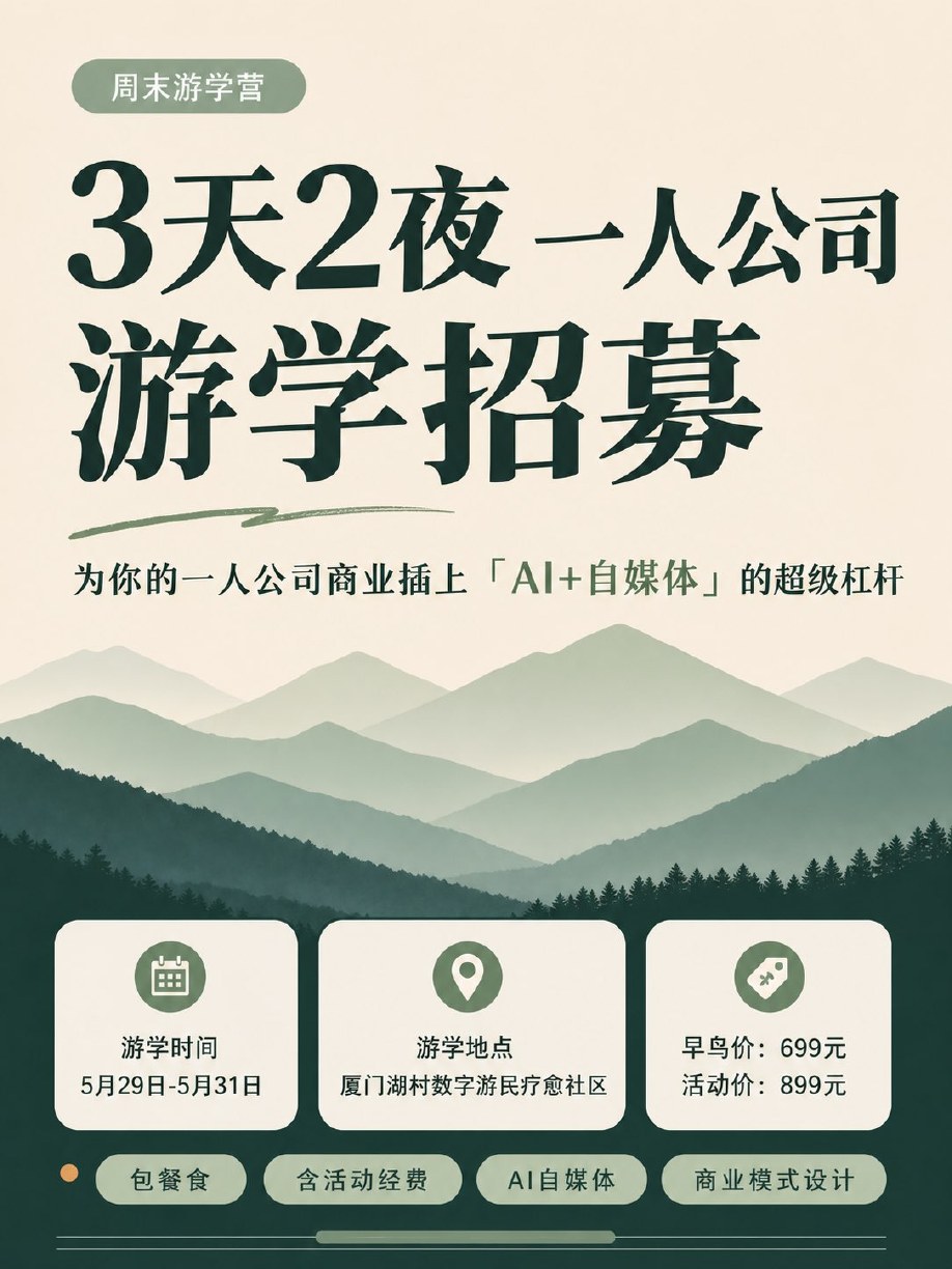 一人公司游学招募海报第一页
